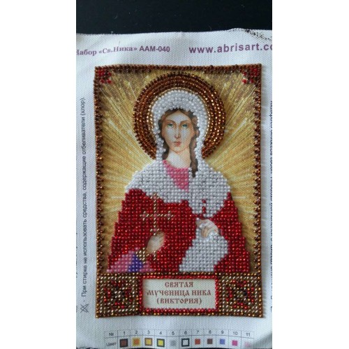 Набір для вишивання бісером на натуральному художньому холсті Свята Ніка (Вікторія), AAM-040 від Абрис Арт - купити з доставкою ✿ Найкраща ціна від виробника ✿ Оптом та в роздріб ✿ Придбати Набори для вишивки бісером іменних міні-ікон