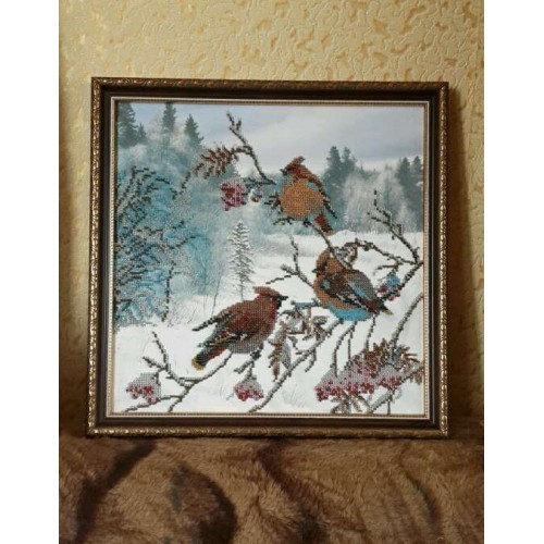 Charts on artistic canvas Waxbirds, AC-278 by Abris Art - buy online! ✿ Fast delivery ✿ Factory price ✿ Wholesale and retail ✿ Purchase Large schemes for embroidery with beads on canvas (300x300 mm)