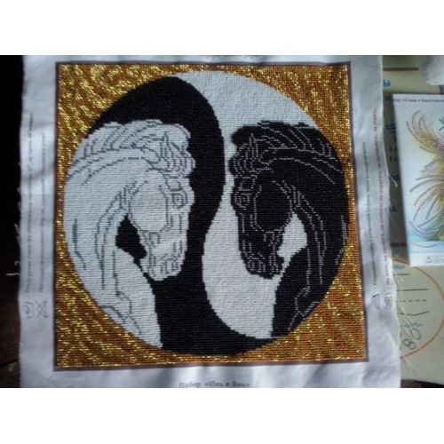 Main Bead Embroidery Kit Yin and Yang (Animals), AB-124 by Abris Art - buy online! ✿ Fast delivery ✿ Factory price ✿ Wholesale and retail ✿ Purchase Great kits for embroidery with beads