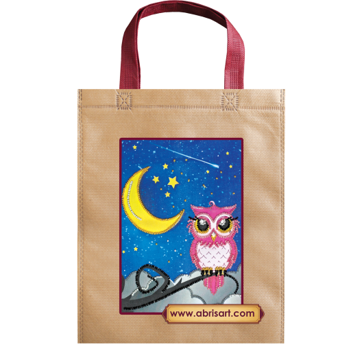 Bag Bead embroidery kit Owl and moon (Animals), ACA-006 by Abris Art - buy online! ✿ Fast delivery ✿ Factory price ✿ Wholesale and retail ✿ Purchase Bags for embroidery with beads on canvas
