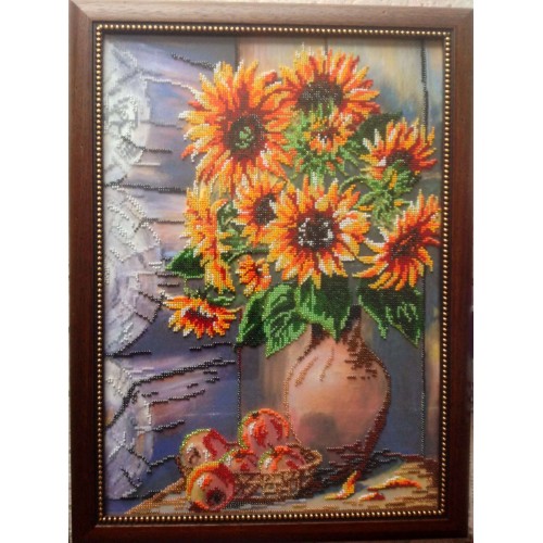 Main Bead Embroidery Kit Summer bouquet (Still life), AB-228 by Abris Art - buy online! ✿ Fast delivery ✿ Factory price ✿ Wholesale and retail ✿ Purchase Great kits for embroidery with beads