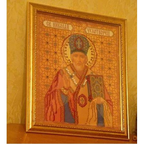 Main Bead Embroidery Kit St. Nicholas the Miracle (Icons), AB-024 by Abris Art - buy online! ✿ Fast delivery ✿ Factory price ✿ Wholesale and retail ✿ Purchase Great kits for embroidery with beads