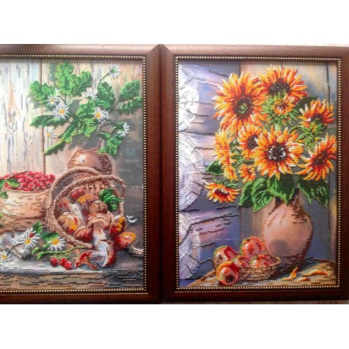 Main Bead Embroidery Kit Summer bouquet (Still life), AB-228 by Abris Art - buy online! ✿ Fast delivery ✿ Factory price ✿ Wholesale and retail ✿ Purchase Great kits for embroidery with beads