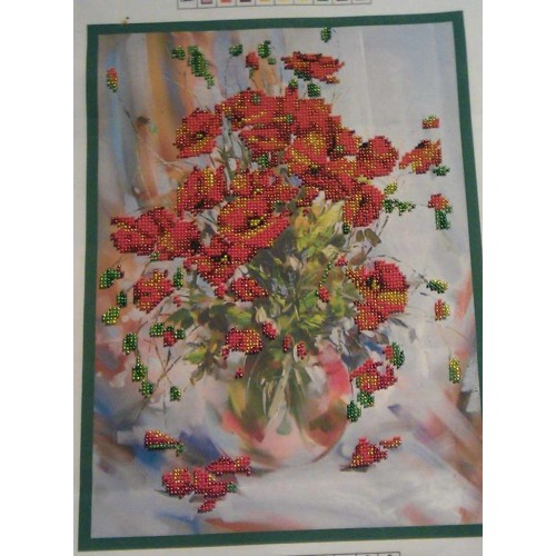 Main Bead Embroidery Kit Poppies (Flowers), AB-009 by Abris Art - buy online! ✿ Fast delivery ✿ Factory price ✿ Wholesale and retail ✿ Purchase Great kits for embroidery with beads
