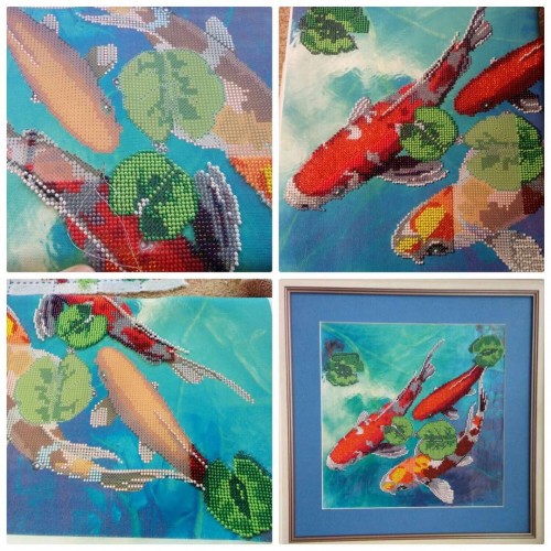 Charts on artistic canvas Lucky fishes, AC-222 by Abris Art - buy online! ✿ Fast delivery ✿ Factory price ✿ Wholesale and retail ✿ Purchase Large schemes for embroidery with beads on canvas (300x300 mm)