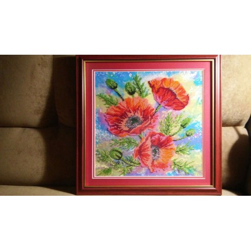 Charts on artistic canvas Watercolor poppies, AC-206 by Abris Art - buy online! ✿ Fast delivery ✿ Factory price ✿ Wholesale and retail ✿ Purchase Large schemes for embroidery with beads on canvas (300x300 mm)