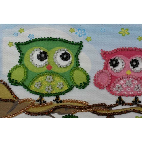 Bag Bead embroidery kit Owls couple (Animals), ACA-002 by Abris Art - buy online! ✿ Fast delivery ✿ Factory price ✿ Wholesale and retail ✿ Purchase Bags for embroidery with beads on canvas