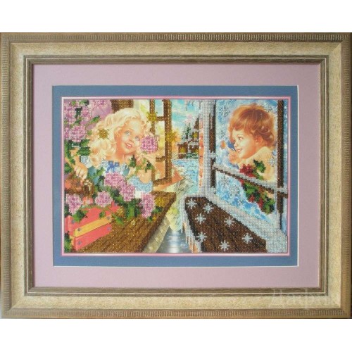 Main Bead Embroidery Kit Kay and Gerda (Kids), AB-063 by Abris Art - buy online! ✿ Fast delivery ✿ Factory price ✿ Wholesale and retail ✿ Purchase Great kits for embroidery with beads