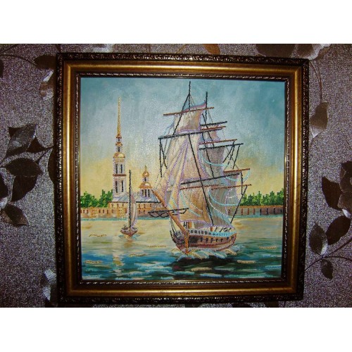 Charts on artistic canvas Frigate, AC-138 by Abris Art - buy online! ✿ Fast delivery ✿ Factory price ✿ Wholesale and retail ✿ Purchase Large schemes for embroidery with beads on canvas (300x300 mm)