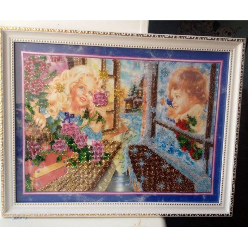 Main Bead Embroidery Kit Kay and Gerda (Kids), AB-063 by Abris Art - buy online! ✿ Fast delivery ✿ Factory price ✿ Wholesale and retail ✿ Purchase Great kits for embroidery with beads