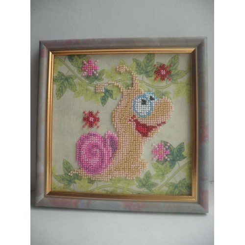 Mini Bead embroidery kit Snail, AM-010 by Abris Art - buy online! ✿ Fast delivery ✿ Factory price ✿ Wholesale and retail ✿ Purchase Sets-mini-for embroidery with beads on canvas