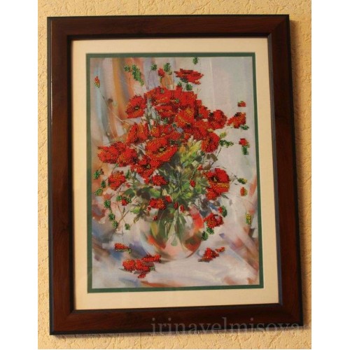 Main Bead Embroidery Kit Poppies (Flowers), AB-009 by Abris Art - buy online! ✿ Fast delivery ✿ Factory price ✿ Wholesale and retail ✿ Purchase Great kits for embroidery with beads