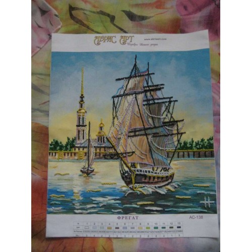 Charts on artistic canvas Frigate, AC-138 by Abris Art - buy online! ✿ Fast delivery ✿ Factory price ✿ Wholesale and retail ✿ Purchase Large schemes for embroidery with beads on canvas (300x300 mm)