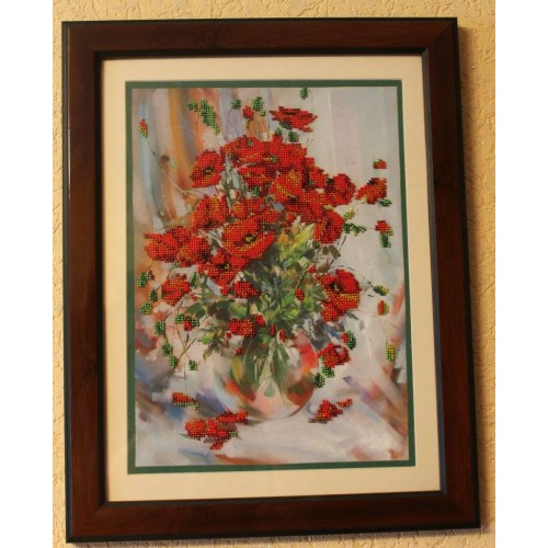 Main Bead Embroidery Kit Poppies (Flowers), AB-009 by Abris Art - buy online! ✿ Fast delivery ✿ Factory price ✿ Wholesale and retail ✿ Purchase Great kits for embroidery with beads