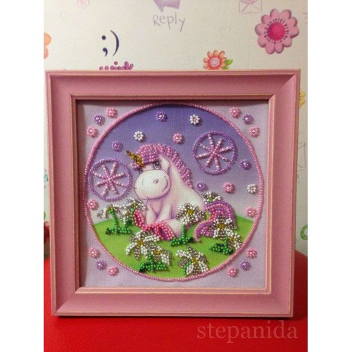 Mini Bead embroidery kit Pony, AM-016 by Abris Art - buy online! ✿ Fast delivery ✿ Factory price ✿ Wholesale and retail ✿ Purchase Sets-mini-for embroidery with beads on canvas