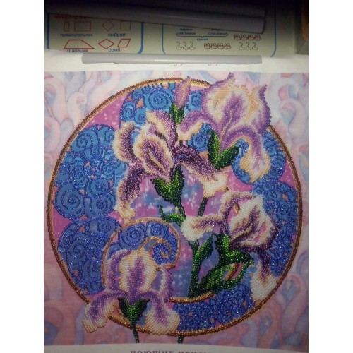 Charts on artistic canvas Singing irises, AC-217 by Abris Art - buy online! ✿ Fast delivery ✿ Factory price ✿ Wholesale and retail ✿ Purchase Large schemes for embroidery with beads on canvas (300x300 mm)