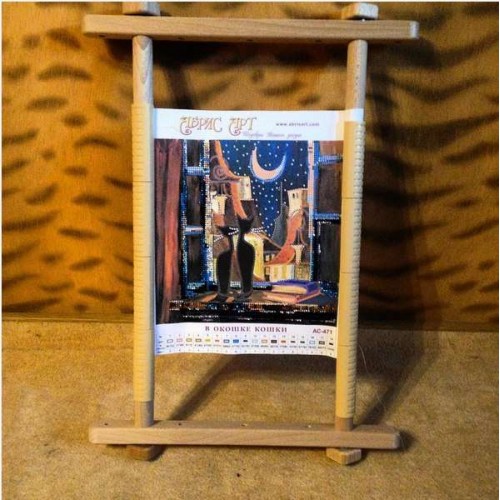 Charts on artistic canvas Cats at window, AC-471 by Abris Art - buy online! ✿ Fast delivery ✿ Factory price ✿ Wholesale and retail ✿ Purchase Scheme for embroidery with beads on canvas (200x200 mm)