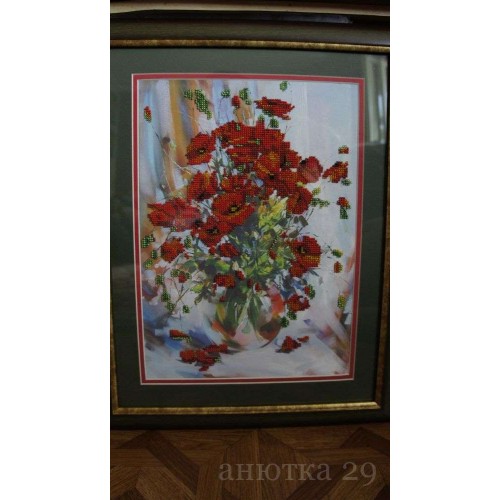 Main Bead Embroidery Kit Poppies (Flowers), AB-009 by Abris Art - buy online! ✿ Fast delivery ✿ Factory price ✿ Wholesale and retail ✿ Purchase Great kits for embroidery with beads