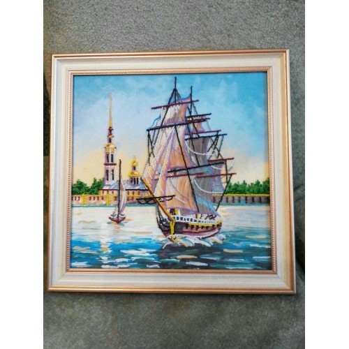 Charts on artistic canvas Frigate, AC-138 by Abris Art - buy online! ✿ Fast delivery ✿ Factory price ✿ Wholesale and retail ✿ Purchase Large schemes for embroidery with beads on canvas (300x300 mm)