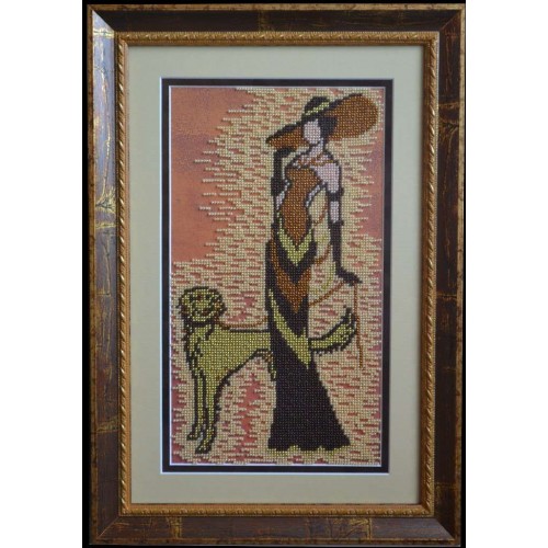 The lady with the dog, AB-115 by Abris Art - buy online! ✿ Fast delivery ✿ Factory price ✿ Wholesale and retail ✿ Purchase Great kits for embroidery with beads