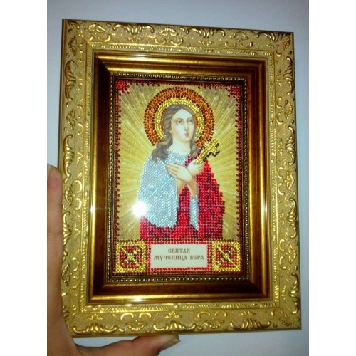 Набір для вишивання бісером на натуральному художньому холсті Свята Віра, AAM-046 від Абрис Арт - купити з доставкою ✿ Найкраща ціна від виробника ✿ Оптом та в роздріб ✿ Придбати Набори для вишивки бісером іменних міні-ікон