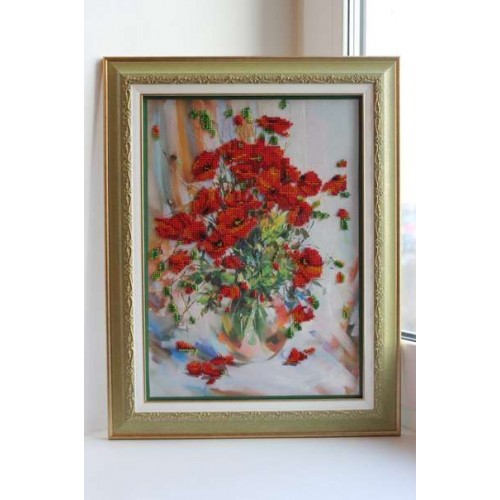 Main Bead Embroidery Kit Poppies (Flowers), AB-009 by Abris Art - buy online! ✿ Fast delivery ✿ Factory price ✿ Wholesale and retail ✿ Purchase Great kits for embroidery with beads