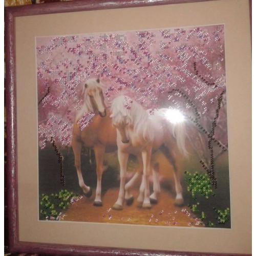 Charts on artistic canvas Horses In Love, AC-093 by Abris Art - buy online! ✿ Fast delivery ✿ Factory price ✿ Wholesale and retail ✿ Purchase Scheme for embroidery with beads on canvas (200x200 mm)