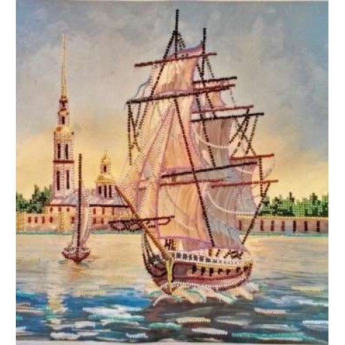 Charts on artistic canvas Frigate, AC-138 by Abris Art - buy online! ✿ Fast delivery ✿ Factory price ✿ Wholesale and retail ✿ Purchase Large schemes for embroidery with beads on canvas (300x300 mm)