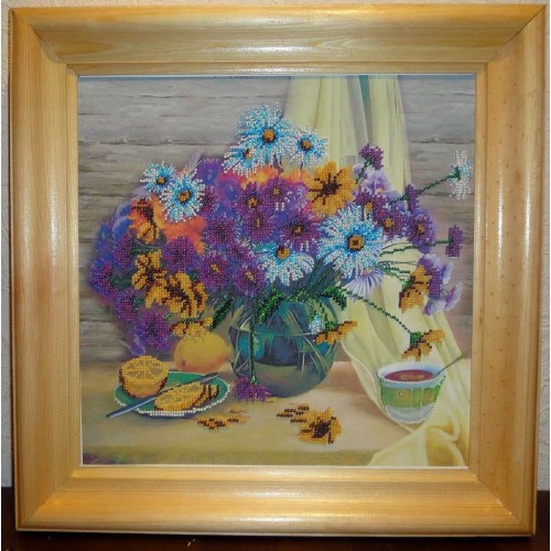 Charts on artistic canvas Tea with lemon, AC-202 by Abris Art - buy online! ✿ Fast delivery ✿ Factory price ✿ Wholesale and retail ✿ Purchase Large schemes for embroidery with beads on canvas (300x300 mm)