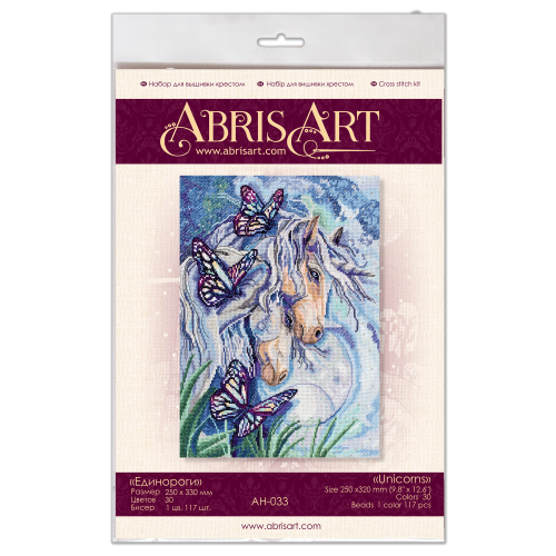 Cross-stitch kits Unicorns, AH-033 by Abris Art - buy online! ✿ Fast delivery ✿ Factory price ✿ Wholesale and retail ✿ Purchase Big kits for cross stitch embroidery