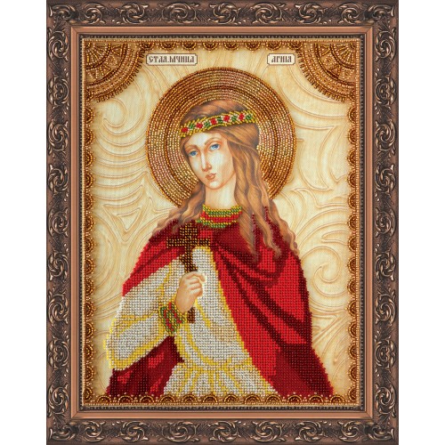 Набір для вишивання бісером на натуральному художньому холсті Свята Агнія, AA-113 від Абрис Арт - купити з доставкою ✿ Найкраща ціна від виробника ✿ Оптом та в роздріб ✿ Придбати Набори для вишивки бісером великих іменних ікон