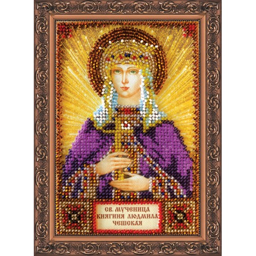 Набір для вишивання бісером на натуральному художньому холсті Свята Людмила, AAM-050 від Абрис Арт - купити з доставкою ✿ Найкраща ціна від виробника ✿ Оптом та в роздріб ✿ Придбати Набори для вишивки бісером іменних міні-ікон