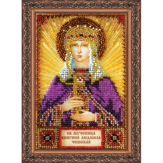 Набір для вишивання бісером на натуральному художньому холсті Свята Людмила, AAM-050 від Абрис Арт - купити з доставкою ✿ Найкраща ціна від виробника ✿ Оптом та в роздріб ✿ Придбати Набори для вишивки бісером іменних міні-ікон