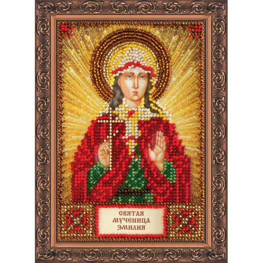 Набір для вишивання бісером на натуральному художньому холсті Свята Емілія, AAM-105 від Абрис Арт - купити з доставкою ✿ Найкраща ціна від виробника ✿ Оптом та в роздріб ✿ Придбати Набори для вишивки бісером іменних міні-ікон