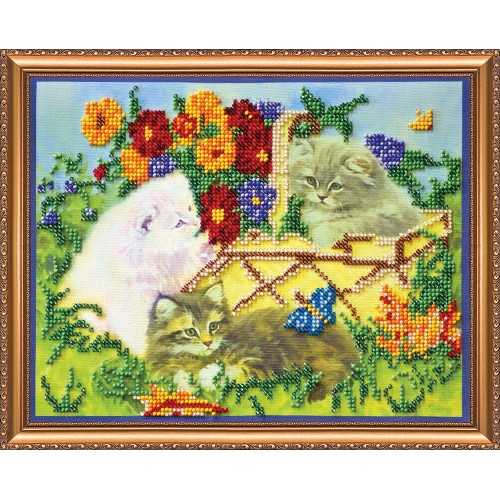 Kittens, AB-034 by Abris Art - buy online! ✿ Fast delivery ✿ Factory price ✿ Wholesale and retail ✿ Purchase Great kits for embroidery with beads