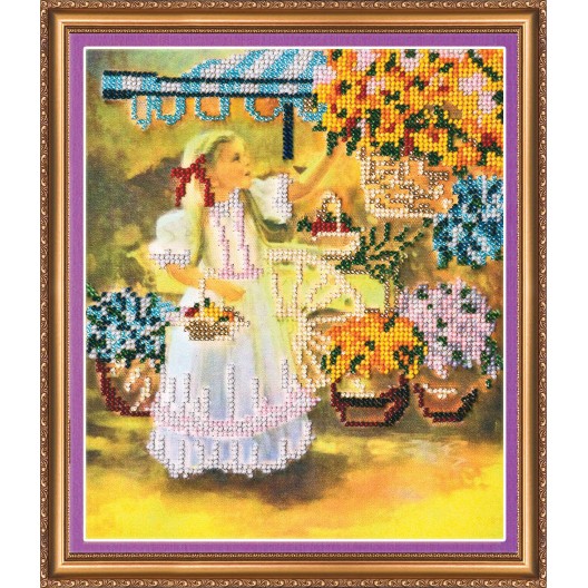 Main Bead Embroidery Kit The little flower girl (Kids), AB-037 by Abris Art - buy online! ✿ Fast delivery ✿ Factory price ✿ Wholesale and retail ✿ Purchase Great kits for embroidery with beads