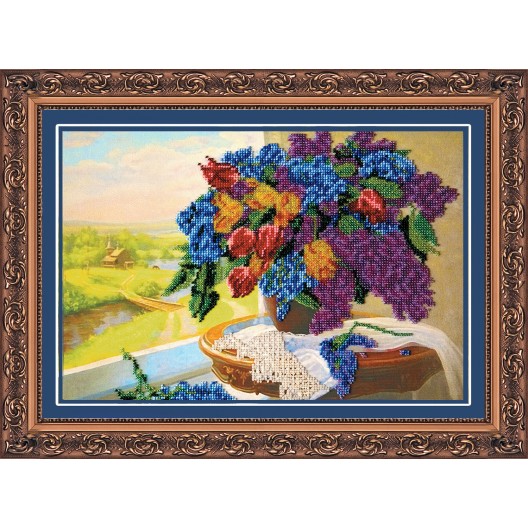 Main Bead Embroidery Kit Nostalgia (Flowers), AB-044 by Abris Art - buy online! ✿ Fast delivery ✿ Factory price ✿ Wholesale and retail ✿ Purchase Great kits for embroidery with beads
