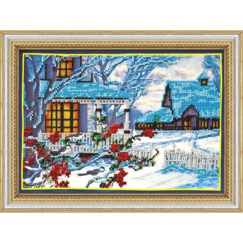 Main Bead Embroidery Kit Winter evening (Winter tale), AB-045 by Abris Art - buy online! ✿ Fast delivery ✿ Factory price ✿ Wholesale and retail ✿ Purchase Great kits for embroidery with beads