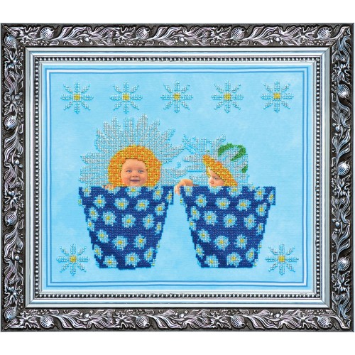 Main Bead Embroidery Kit Twins (Kids), AB-058 by Abris Art - buy online! ✿ Fast delivery ✿ Factory price ✿ Wholesale and retail ✿ Purchase Great kits for embroidery with beads