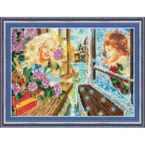 Main Bead Embroidery Kit Kay and Gerda (Kids), AB-063 by Abris Art - buy online! ✿ Fast delivery ✿ Factory price ✿ Wholesale and retail ✿ Purchase Great kits for embroidery with beads