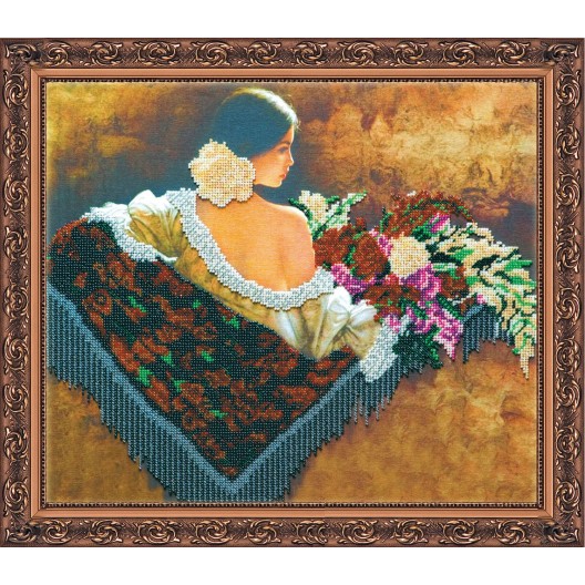 Main Bead Embroidery Kit Senorita (Genre Scenes), AB-110 by Abris Art - buy online! ✿ Fast delivery ✿ Factory price ✿ Wholesale and retail ✿ Purchase Great kits for embroidery with beads