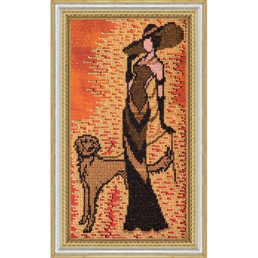 The lady with the dog, AB-115 by Abris Art - buy online! ✿ Fast delivery ✿ Factory price ✿ Wholesale and retail ✿ Purchase Great kits for embroidery with beads