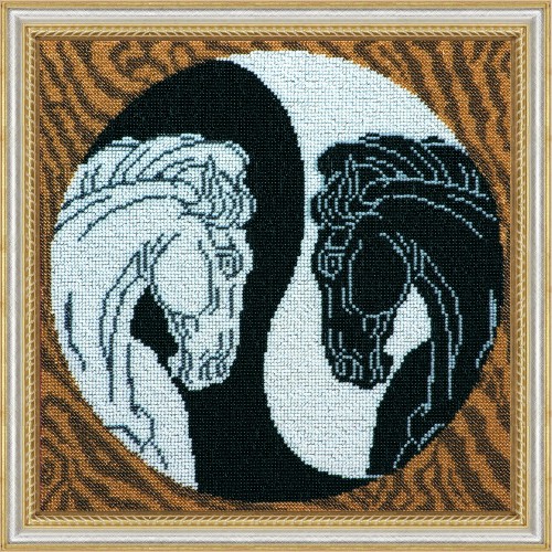 Main Bead Embroidery Kit Yin and Yang (Animals), AB-124 by Abris Art - buy online! ✿ Fast delivery ✿ Factory price ✿ Wholesale and retail ✿ Purchase Great kits for embroidery with beads