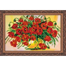 Набір для вишивання бісером на натуральному художньому холсті "Яскраво-червоне сяйво"