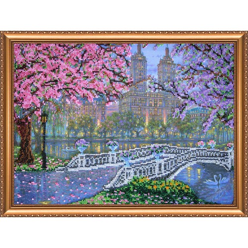 Main Bead Embroidery Kit Spring bloom (Landscapes), AB-155 by Abris Art - buy online! ✿ Fast delivery ✿ Factory price ✿ Wholesale and retail ✿ Purchase Great kits for embroidery with beads