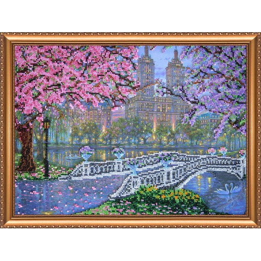 Main Bead Embroidery Kit Spring bloom (Landscapes), AB-155 by Abris Art - buy online! ✿ Fast delivery ✿ Factory price ✿ Wholesale and retail ✿ Purchase Great kits for embroidery with beads