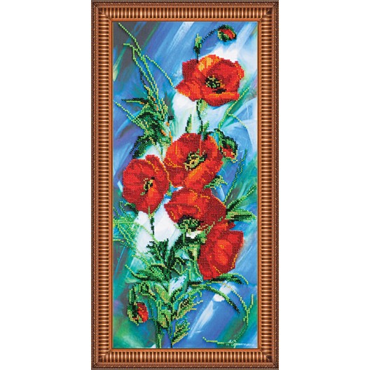 Main Bead Embroidery Kit Poppy dawn (Flowers), AB-161 by Abris Art - buy online! ✿ Fast delivery ✿ Factory price ✿ Wholesale and retail ✿ Purchase Great kits for embroidery with beads