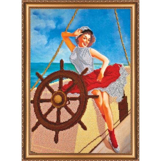 Main Bead Embroidery Kit Sailor girl (Retro), AB-194 by Abris Art - buy online! ✿ Fast delivery ✿ Factory price ✿ Wholesale and retail ✿ Purchase Great kits for embroidery with beads