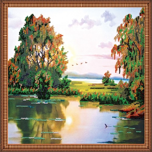 Main Bead Embroidery Kit Second summer (Landscapes), AB-210 by Abris Art - buy online! ✿ Fast delivery ✿ Factory price ✿ Wholesale and retail ✿ Purchase Great kits for embroidery with beads