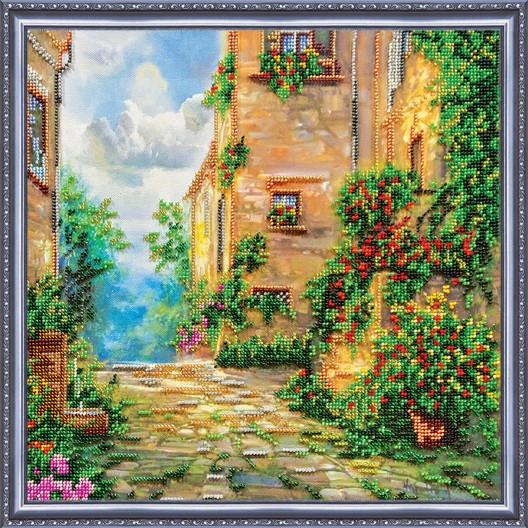 Main Bead Embroidery Kit Flower street (Landscapes), AB-227 by Abris Art - buy online! ✿ Fast delivery ✿ Factory price ✿ Wholesale and retail ✿ Purchase Great kits for embroidery with beads